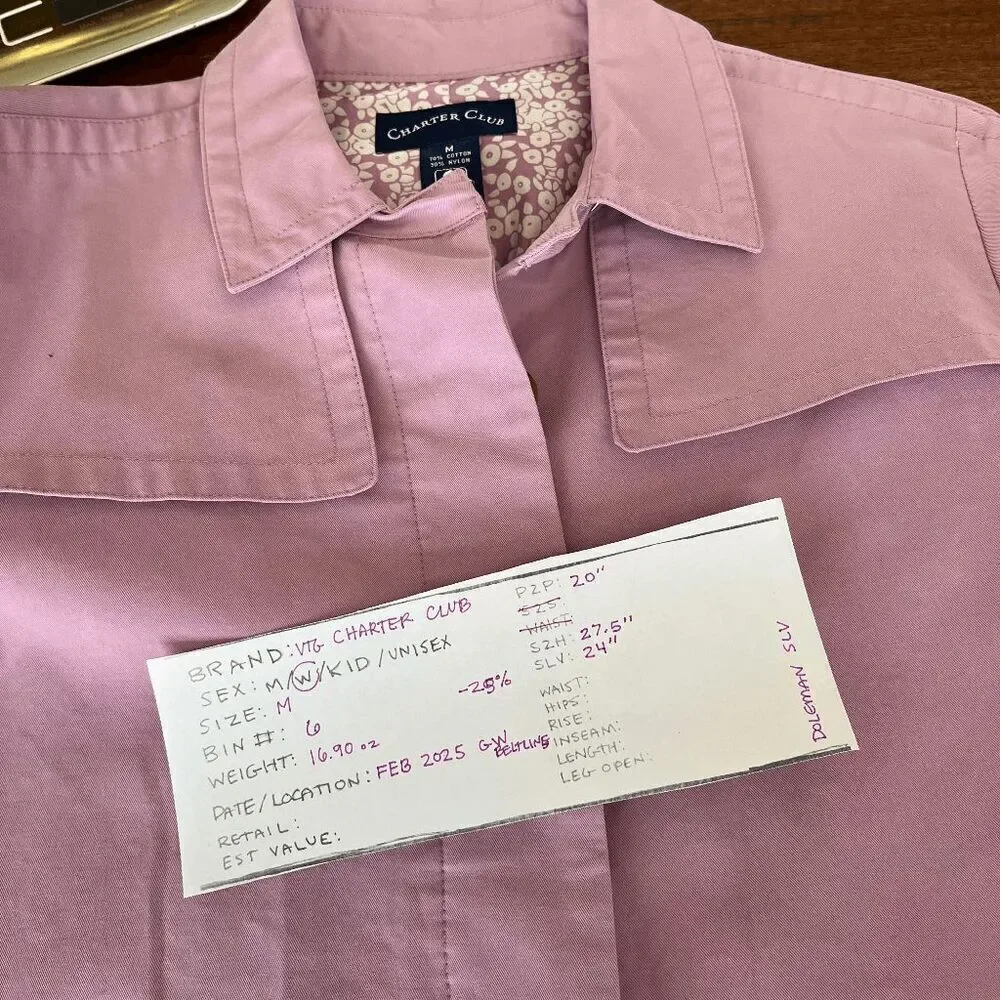 Vintage Y2K Charter Club Lilac Jacket 70s Style Preppy Oversized Collar M